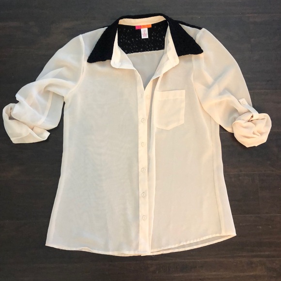 Tops - Beautiful sheer and lace button down blouse